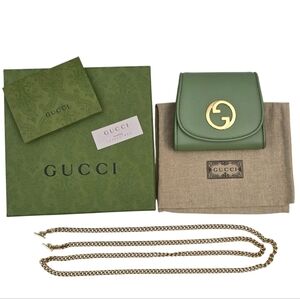 Gucci Blondie Green Leather Wallet With Chain/Shoulder Bag
